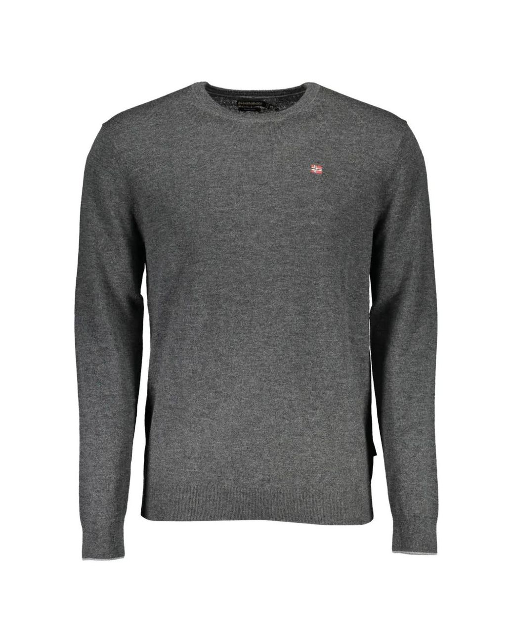 Napapijri Gray Logo-Detail Crew-Neck Sweater for men