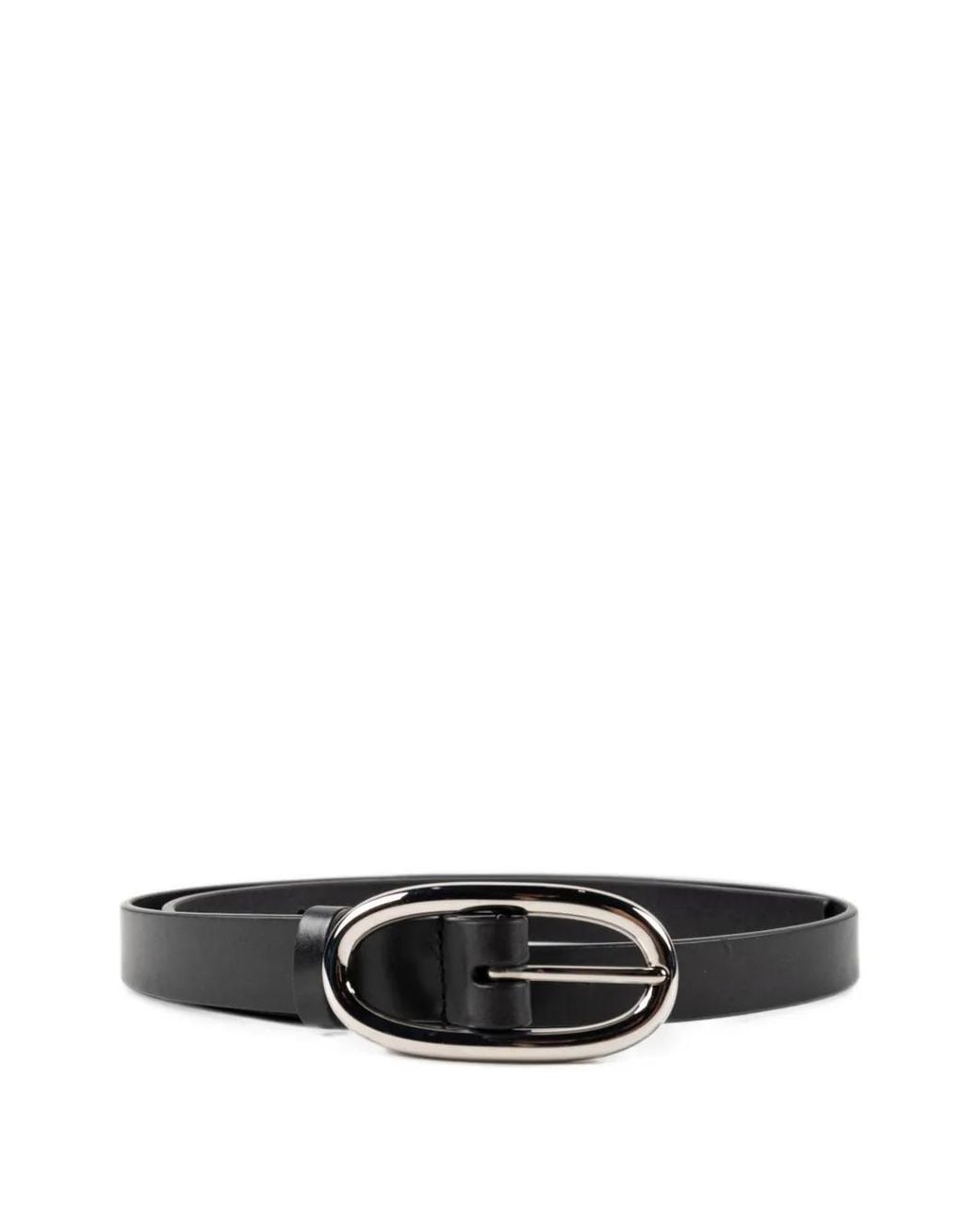Tory Burch White Oval-Buckle Leather Belt