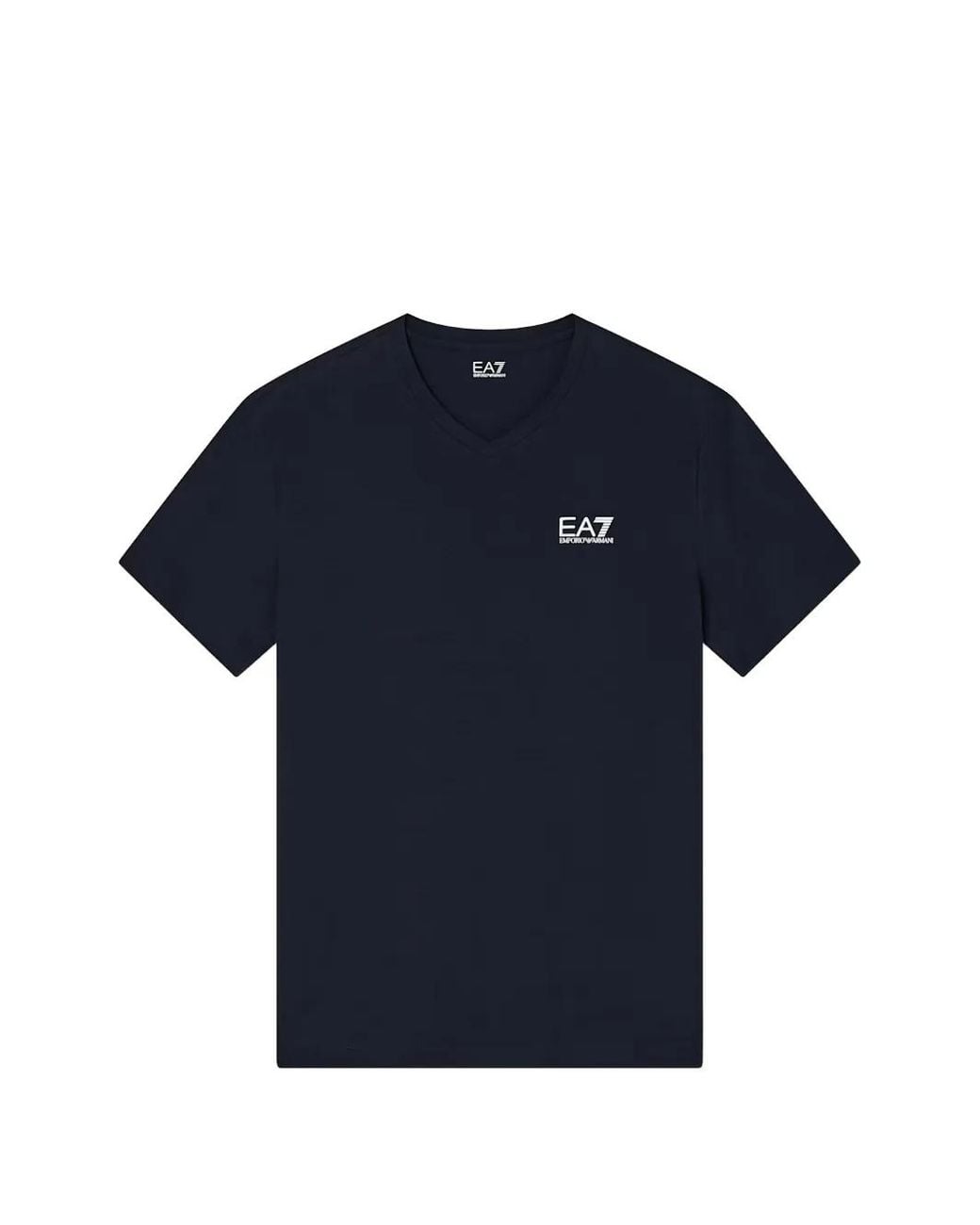 EA7 Blue Logo-Print V-Neck T-Shirt for men