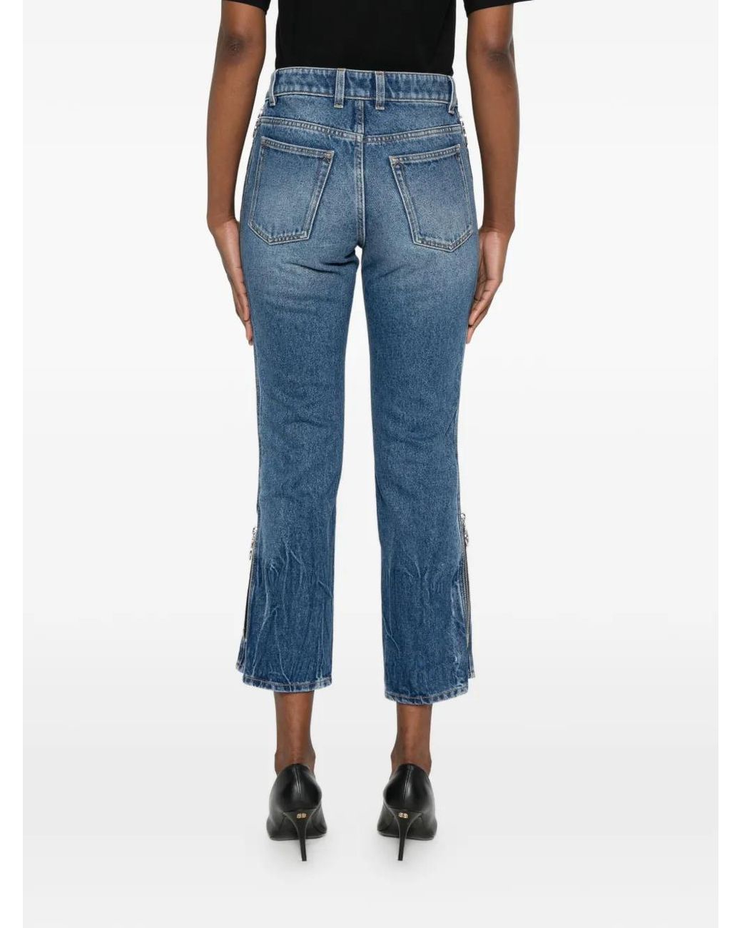 Rabanne Blue Zip-Detail Cropped Jeans