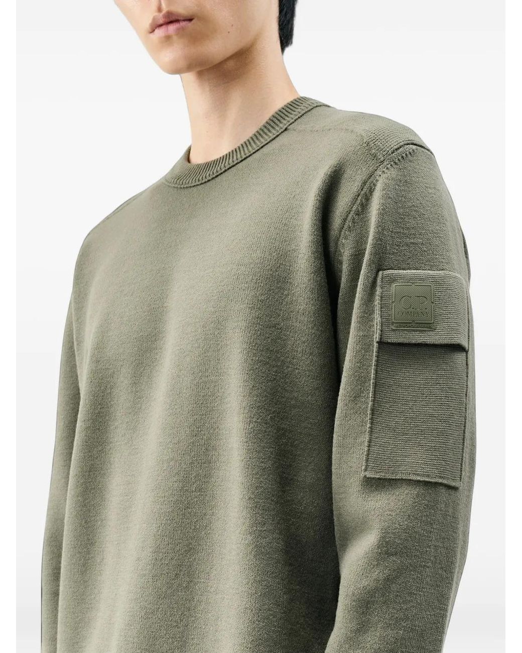 C P Company Green Metropolis Series Extrafine Merino Wool Crewneck Sweater for men