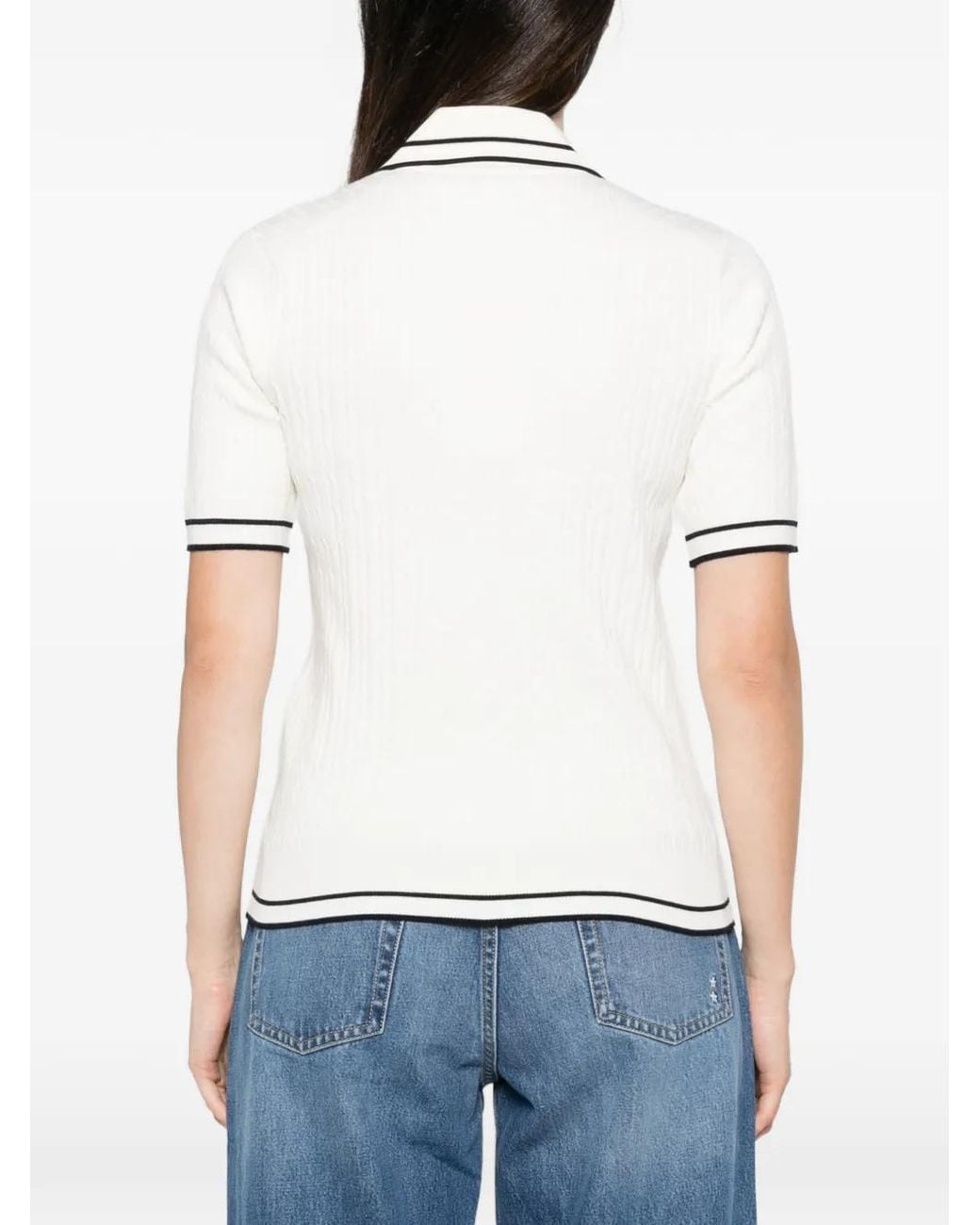Sporty & Rich White Cable-Knit Polo Shirt