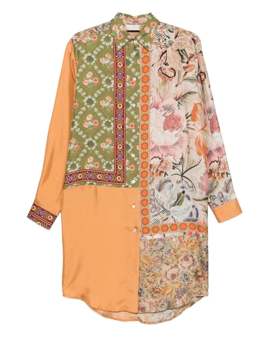 Pierre Louis Mascia Orange Chemise À Fleurs
