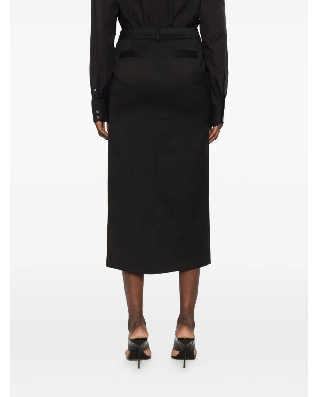 Frankie Shop Black Maybelle Front-Slit Midi Skirt