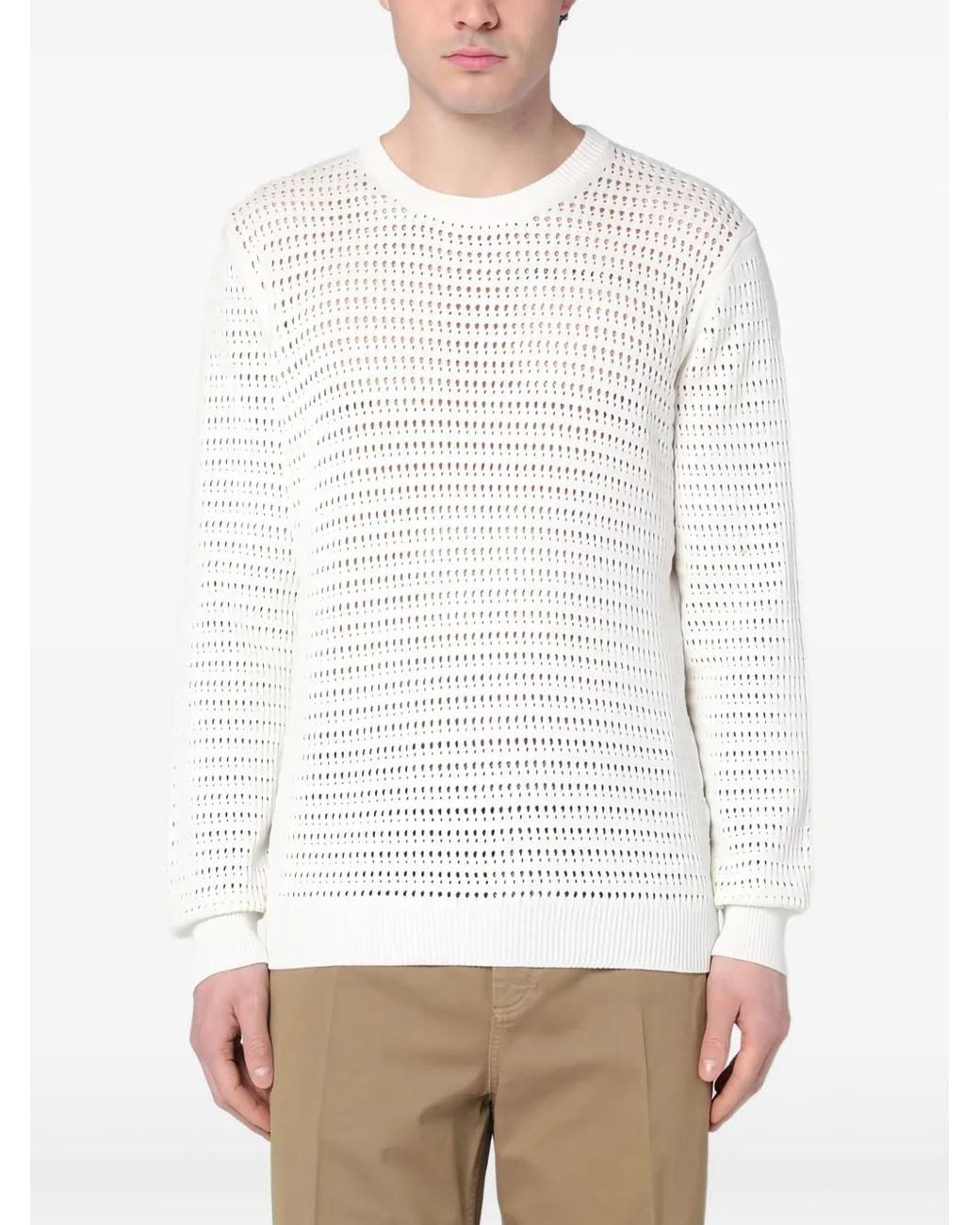 Roberto Collina Pullover Mit Lochmuster in White für Herren