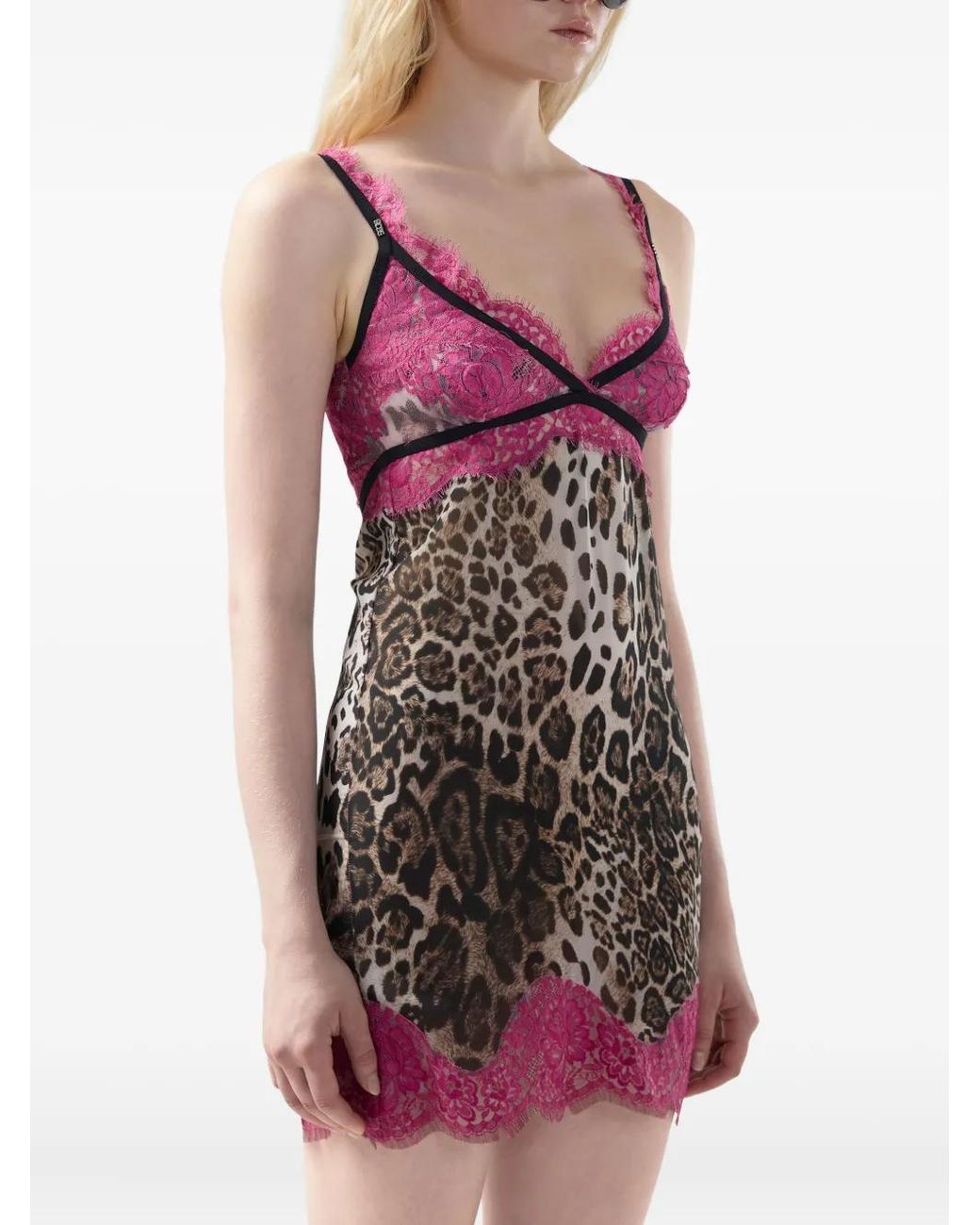 Gcds Purple Lace Animal-Print Dress