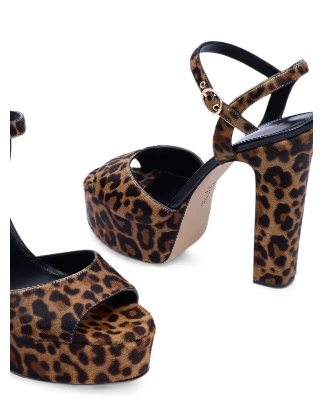Stuart Weitzman White Leopard-Print Platform Sandals