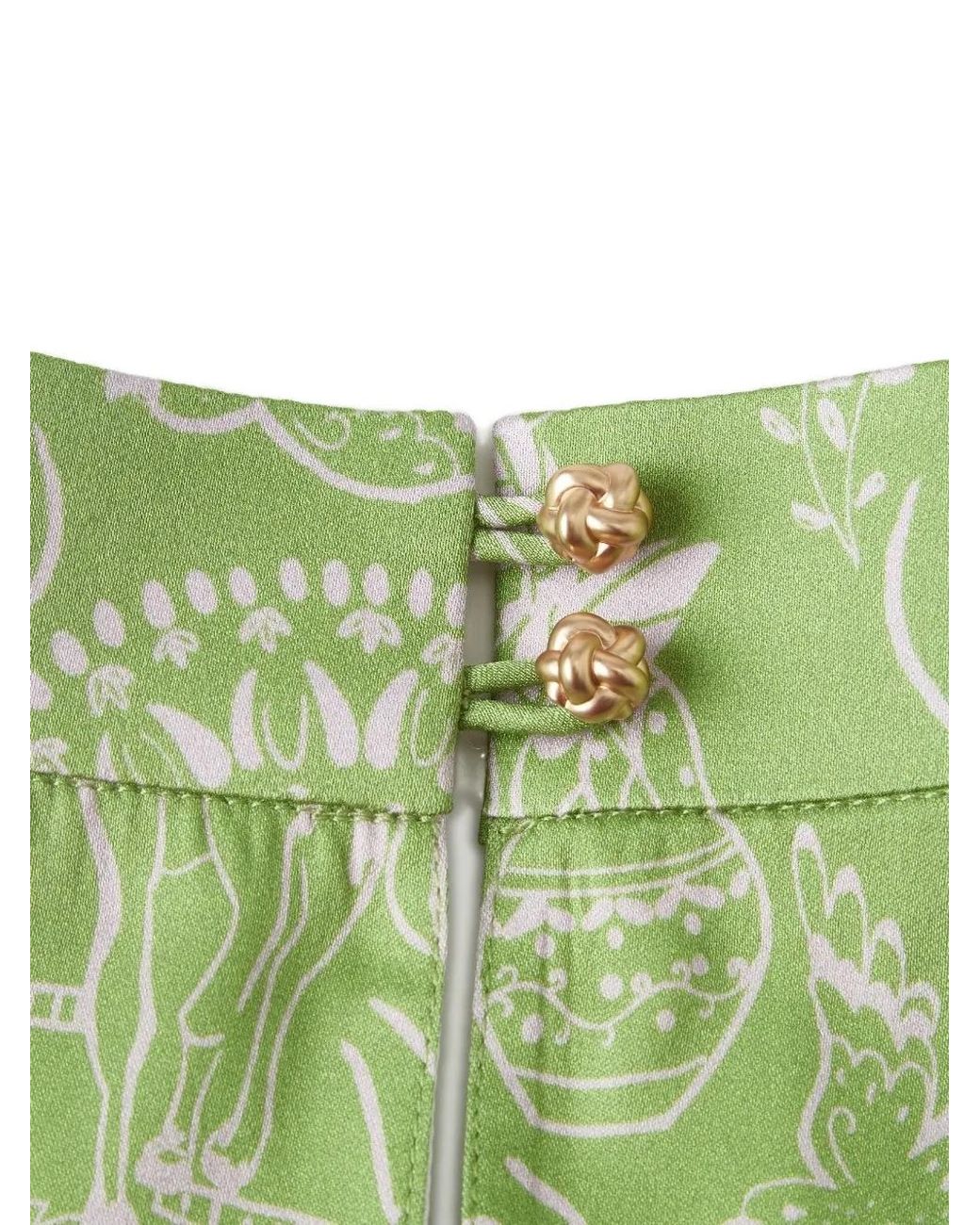 Shanghai Tang Green Mulberry Silk Midi Dress
