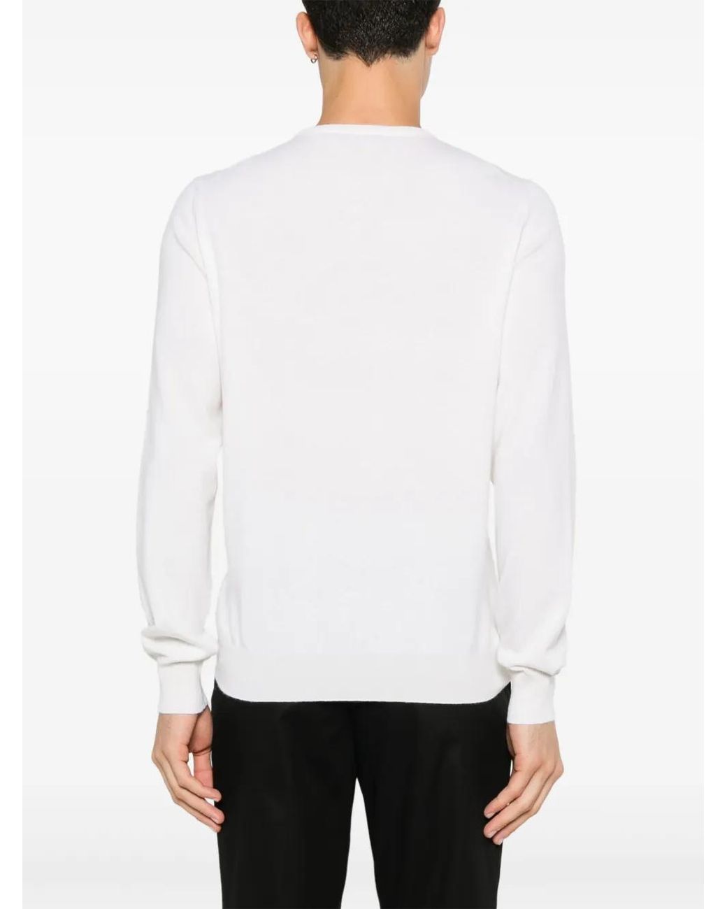 Fileria White Fine-Knit Cashmere Sweater for men