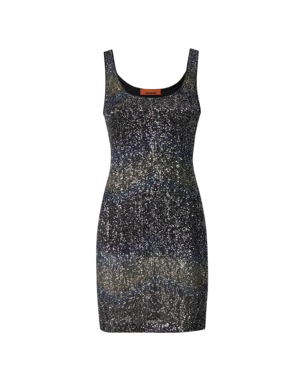 Missoni Black Sequin-Embellished Zig-Zag Mini Dress