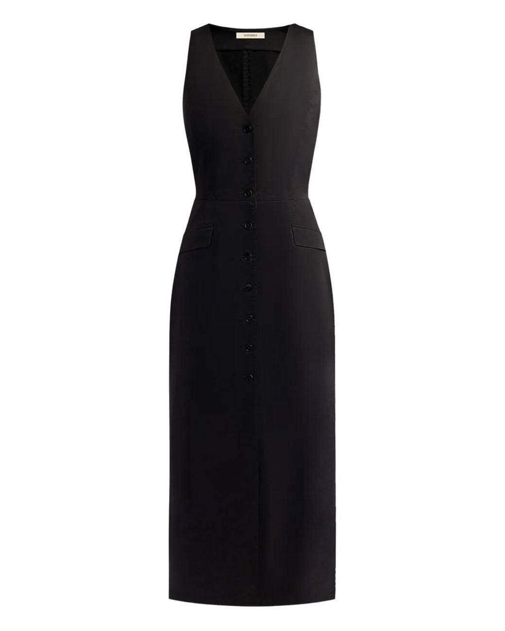 12 STOREEZ Black Button-Fastening Dress