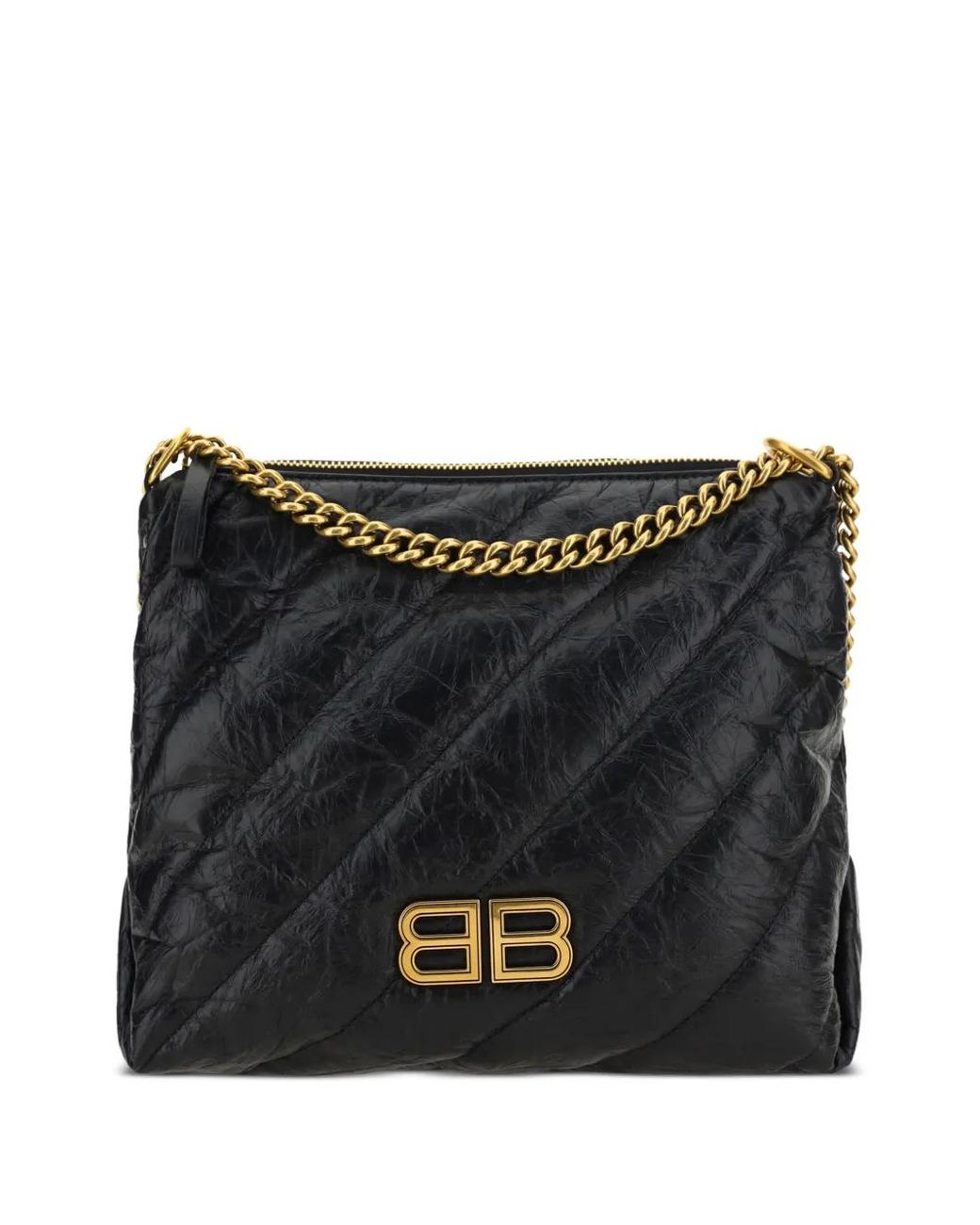 Balenciaga Black Small Crush Shoulder Bag