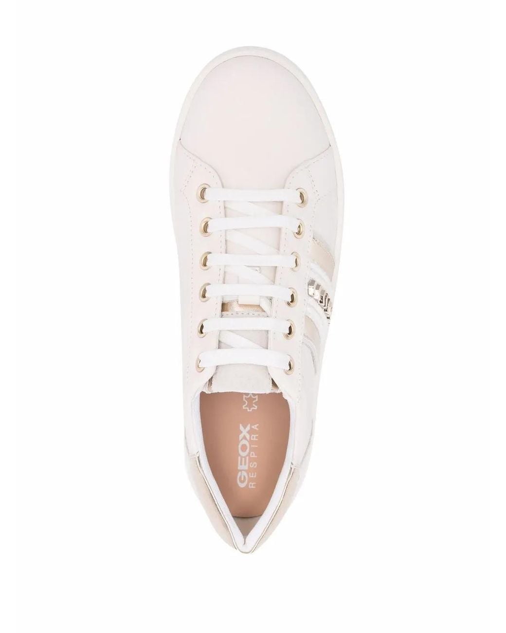 Geox White Skyely Leather Sneakers
