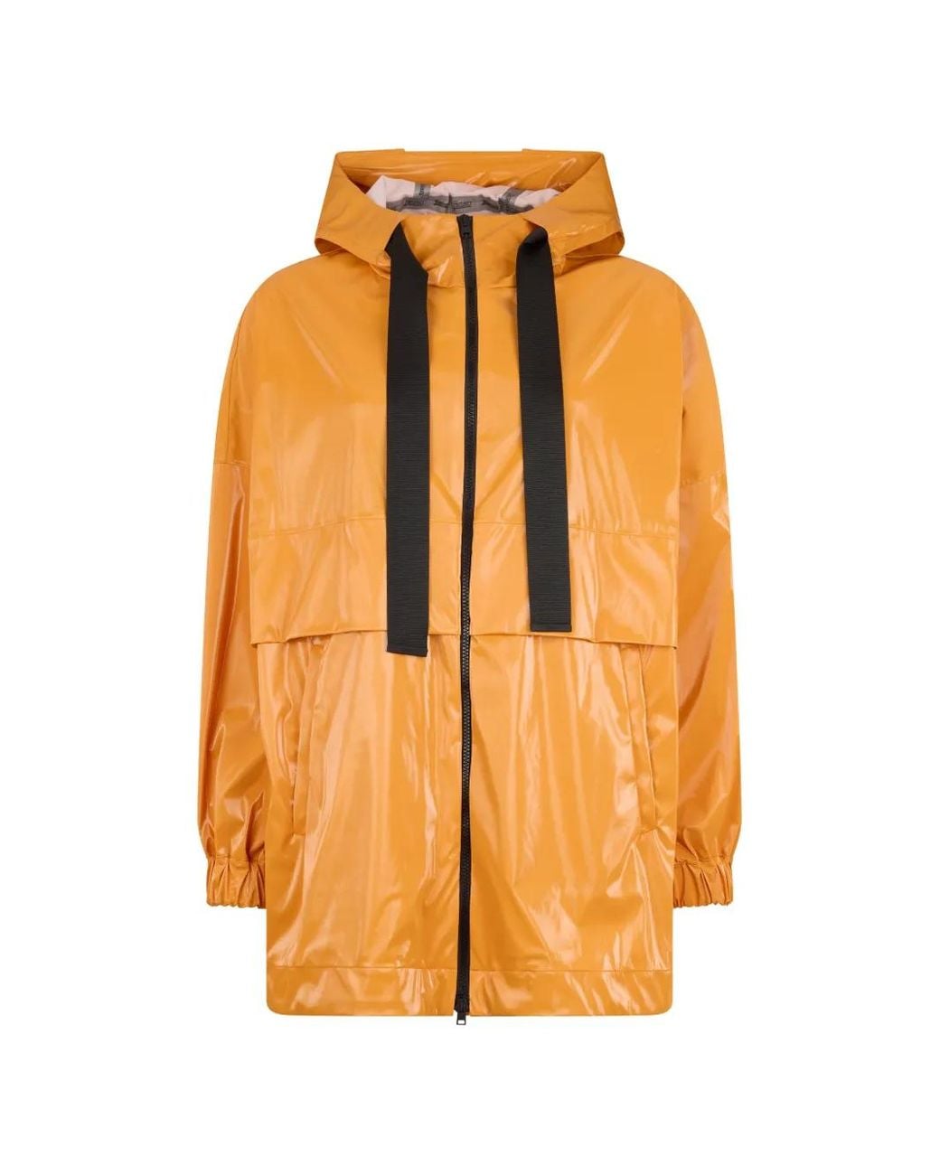 Herno Orange Hooded Zip-Fastening Coat