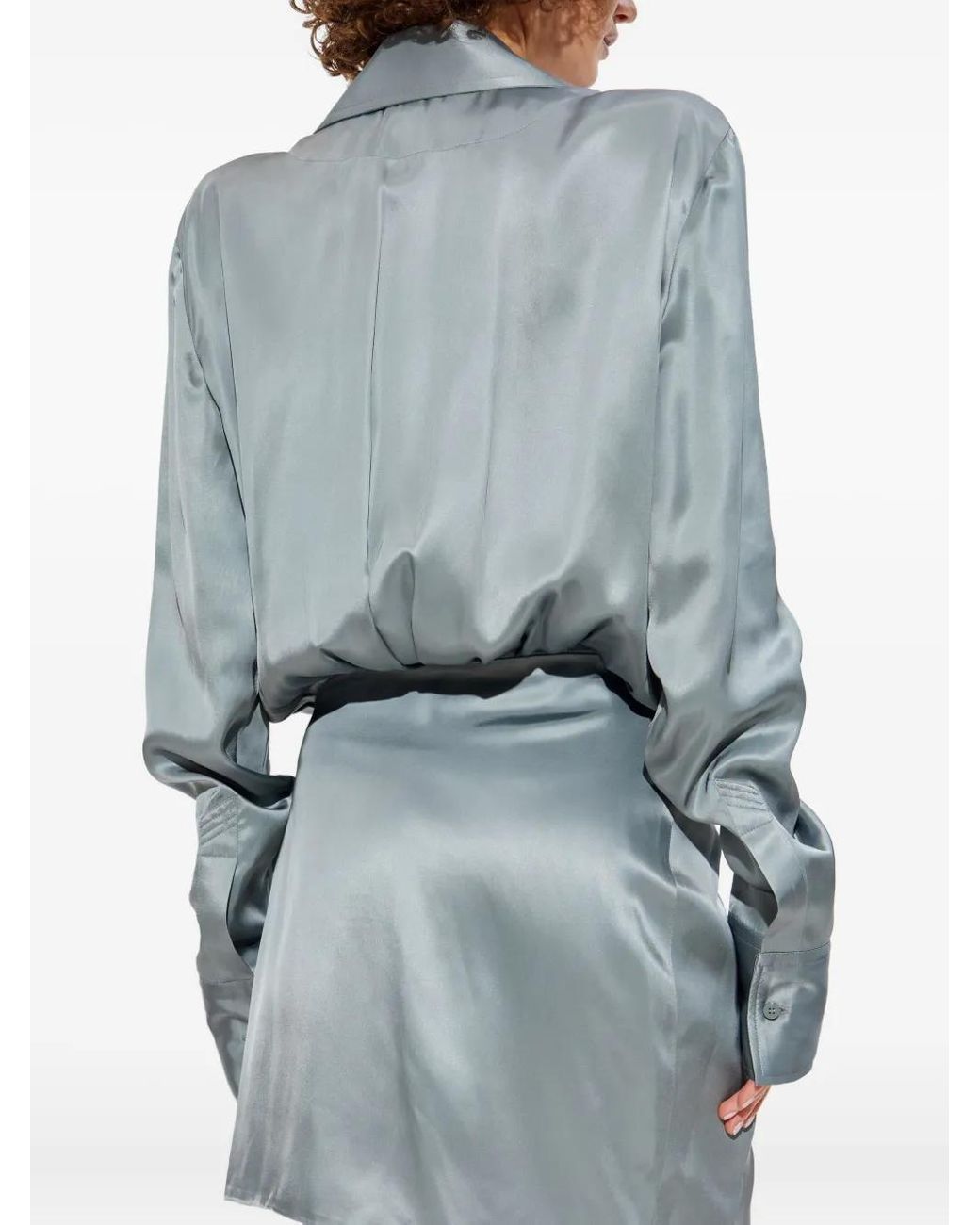 The Attico Blue Wrap-Front Mini Dress