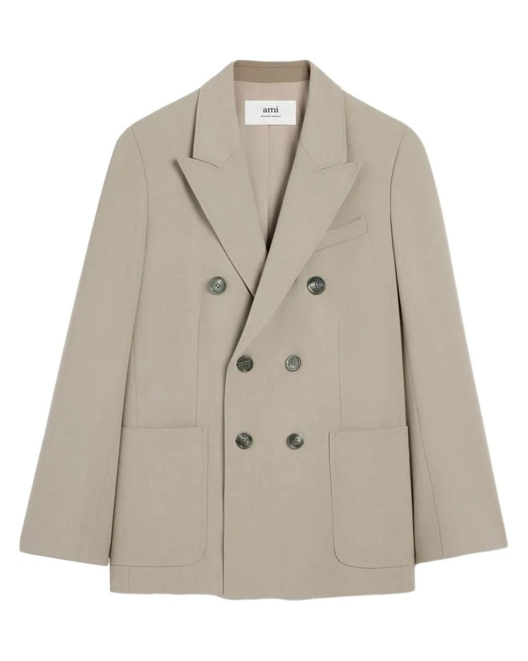 AMI Natural Double-Breasted Peak-Lapel Blazer for men
