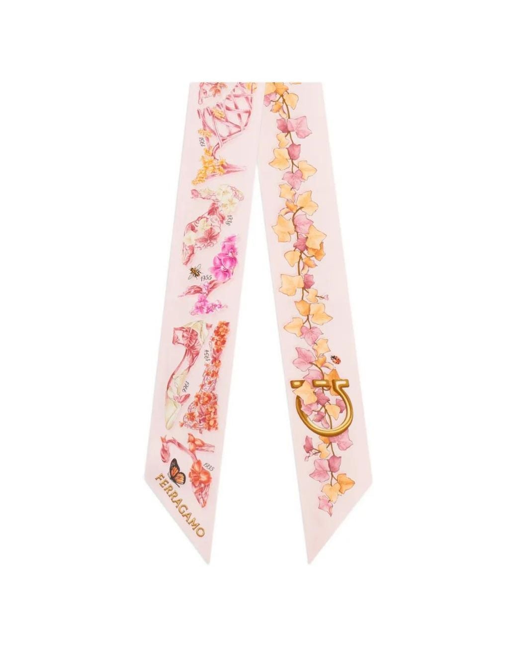 Ferragamo White Eden Shoes-Print Silk Mini Bandeau