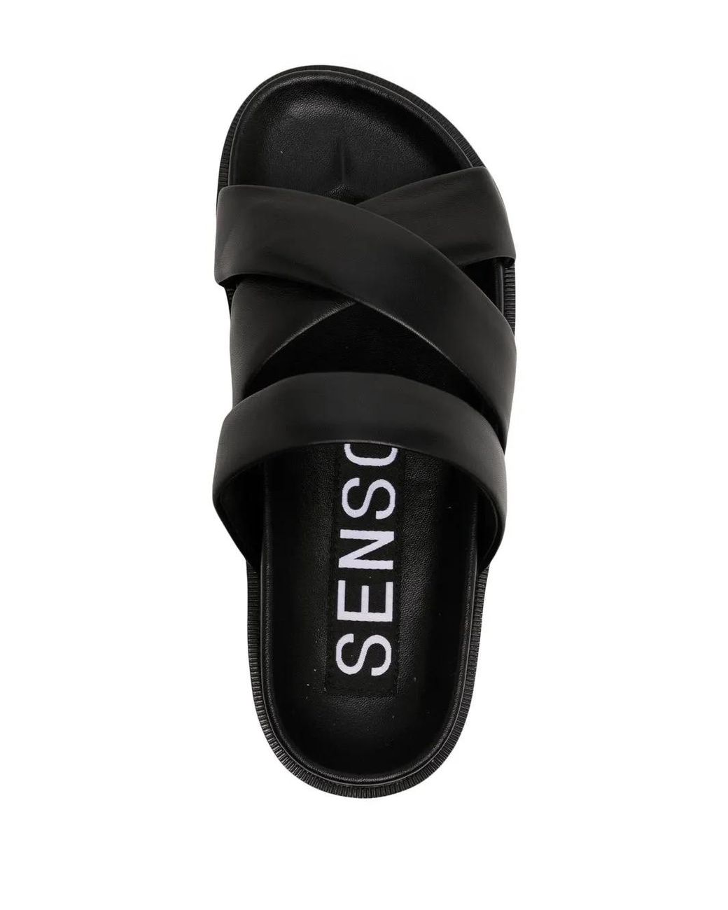 Senso Black Nico Crossover-Strap Leather Sandals