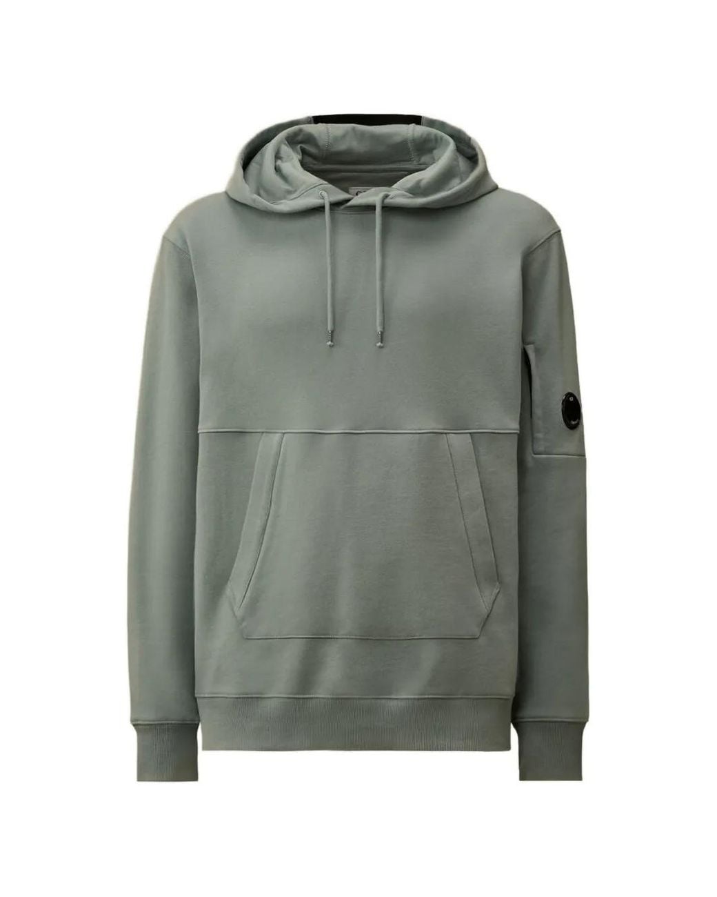 C P Company Green Diagonal Raised Fleece Lens Hoodie for men