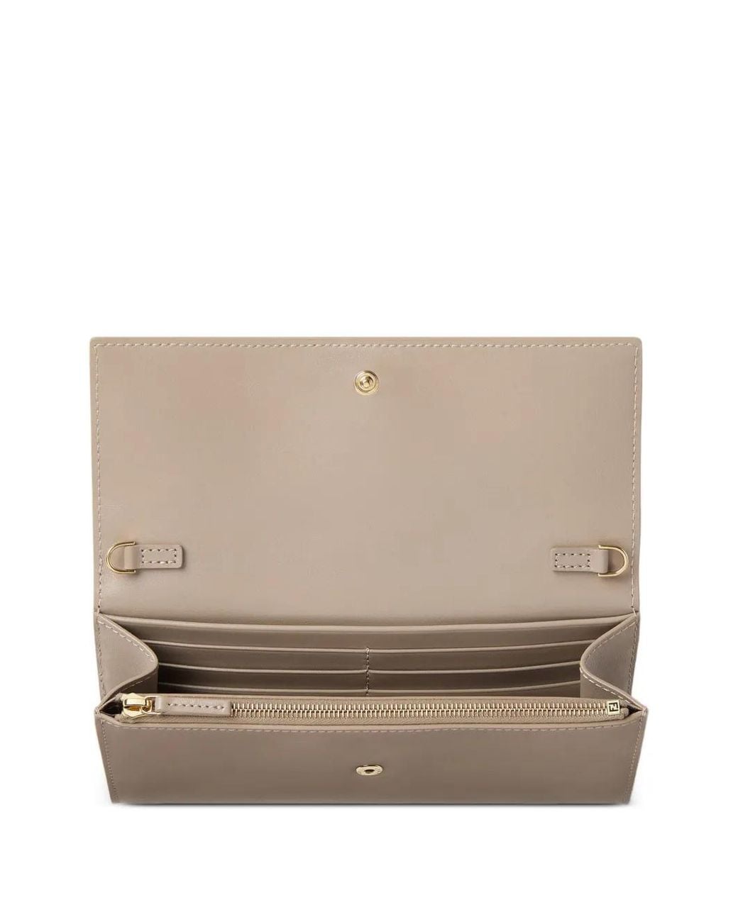 Fendi Natural Portefeuille En Cuir À Détail De Chaîne