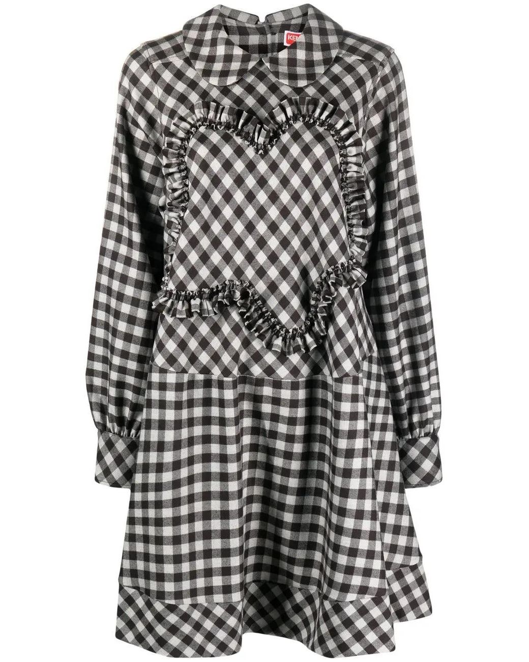 KENZO Black Gingham-Check Midi Dress