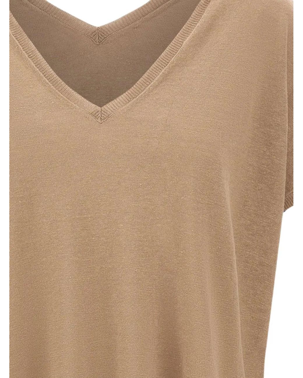 Kangra Natural V-Neck Short-Sleeve Top