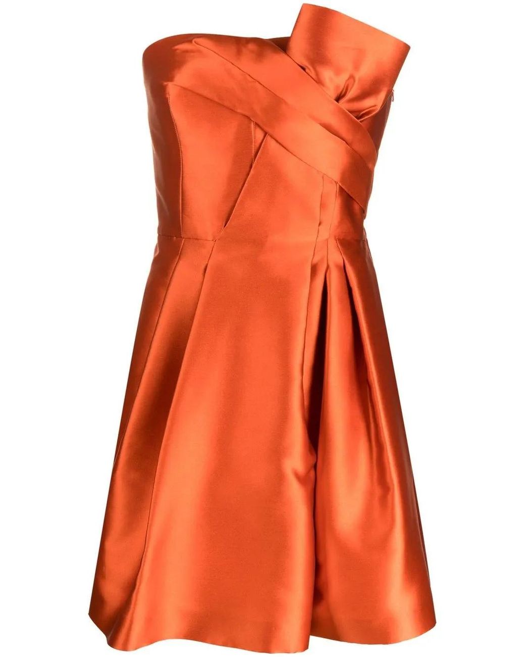Alberta Ferretti Orange Robe Courte À Fini Satiné