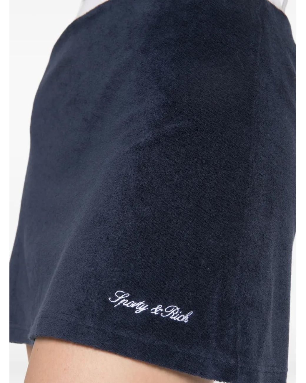 Sporty & Rich Blue Minijupe En Tissu Éponge À Logo Brodé
