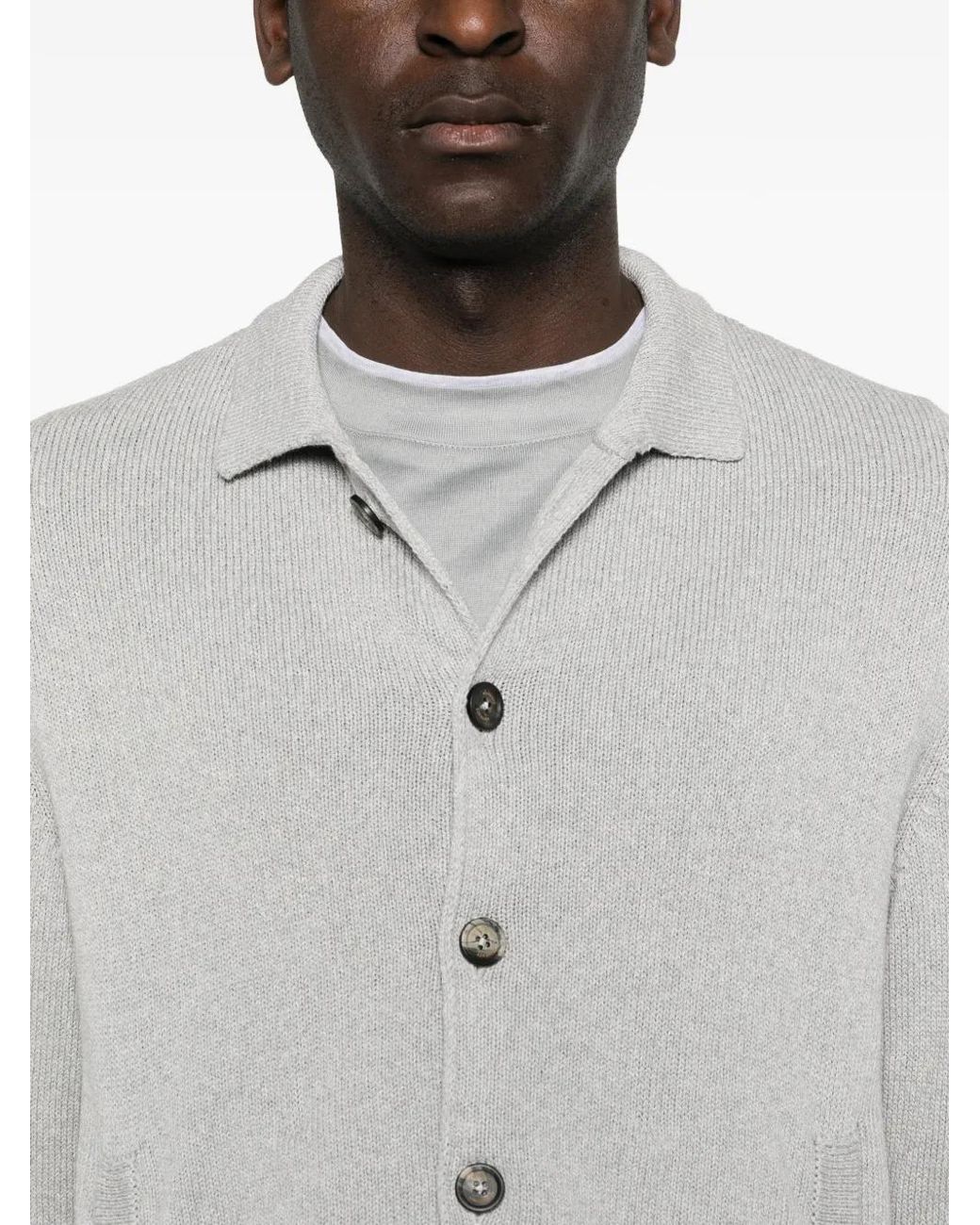 Eleventy Gray Button Pocket Cardigan for men