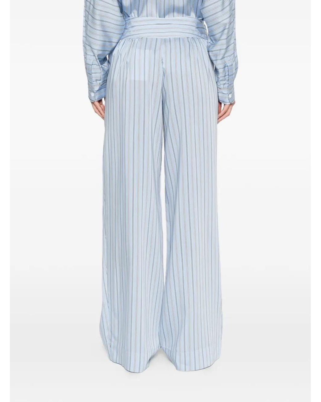 IRO Blue Stripe-Pattern Trousers