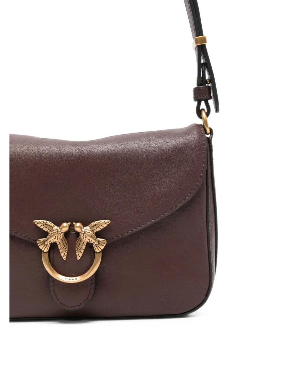 Pinko White Love Birds Leather Shoulder Bag