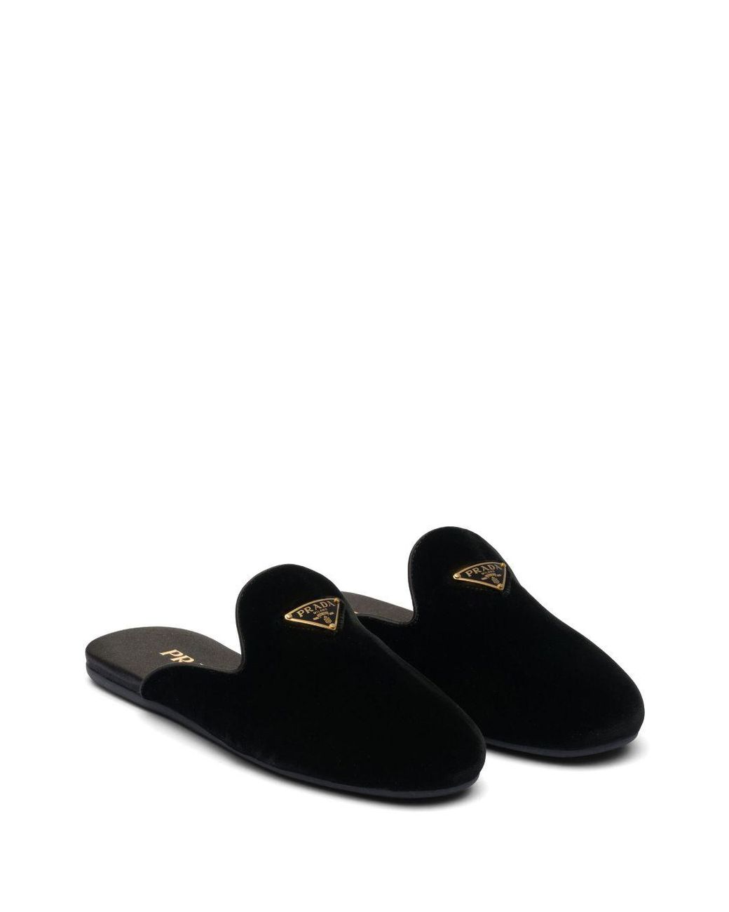 Prada Velvet Slippers in Black | Lyst