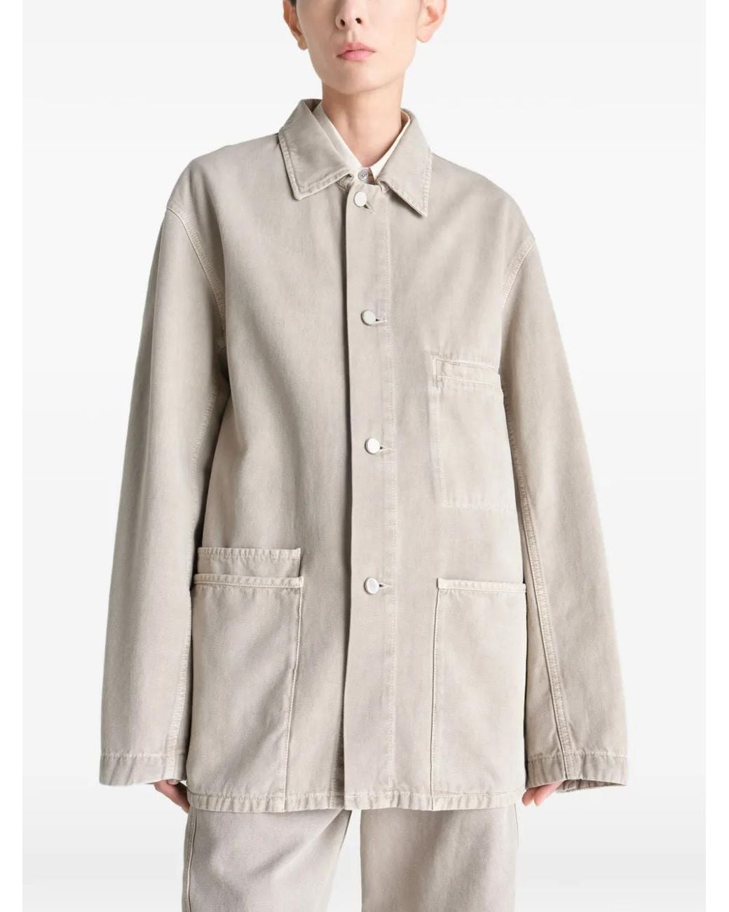 Lemaire White Patch-Pocket Overshirt