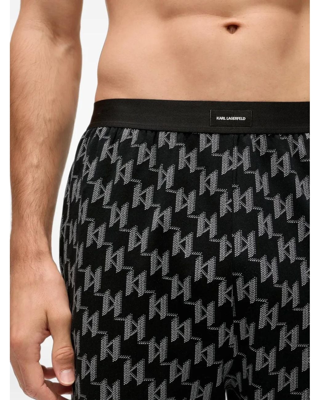 Karl Lagerfeld Black Monogram Pajamas for men