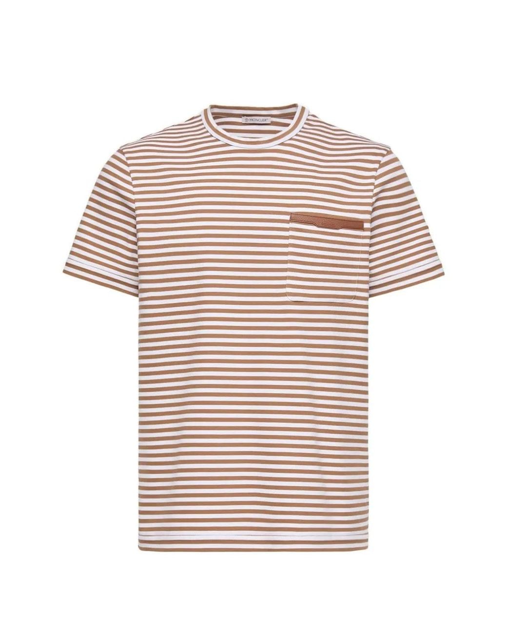 Moncler Pink Leather Cotton Elastane T-Shirt for men