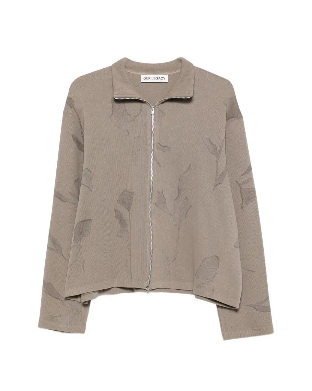 Our Legacy Brown Shrunken Floral-Print Zip-Up Sweatshirt for men