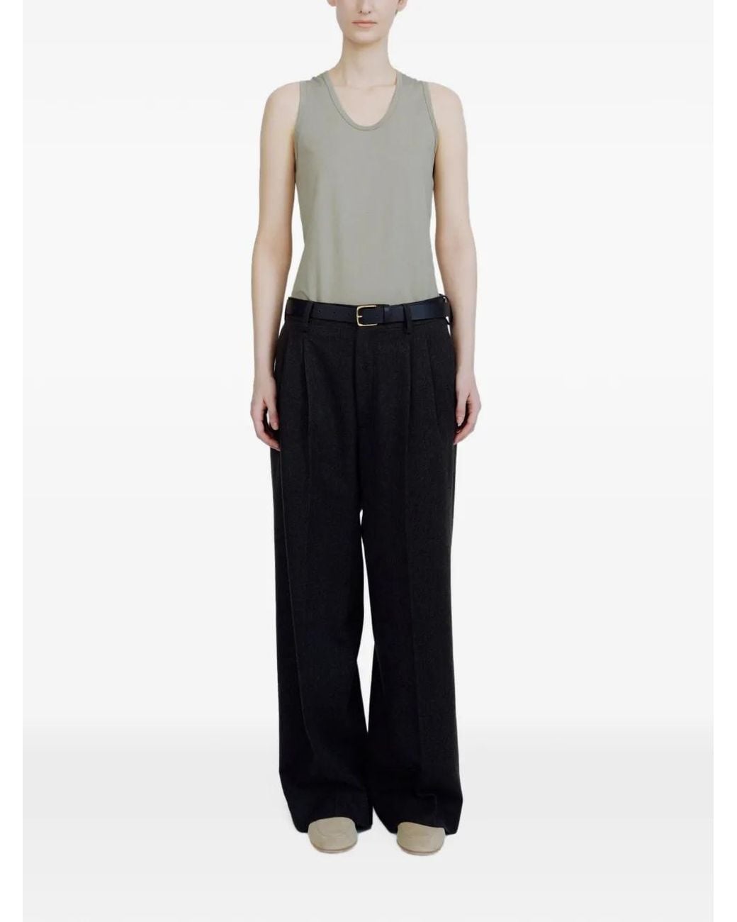 Ssstein Gray Pleated Wool Trousers