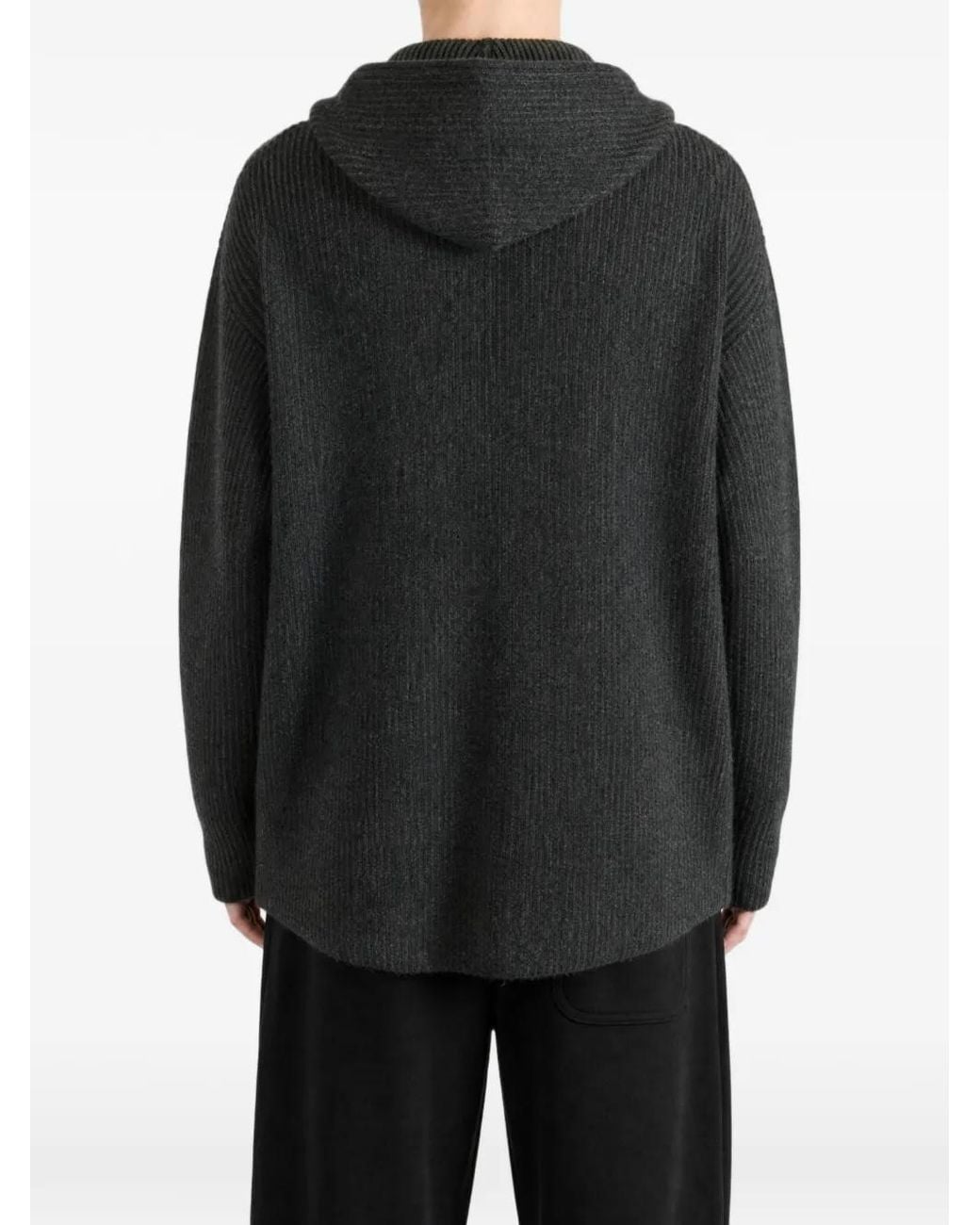 Uma Wang Gray Ribbed Zip-Up Hoodie for men