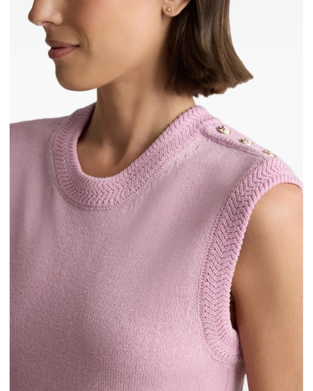 St. John Pink Braid Detail Midi Dress