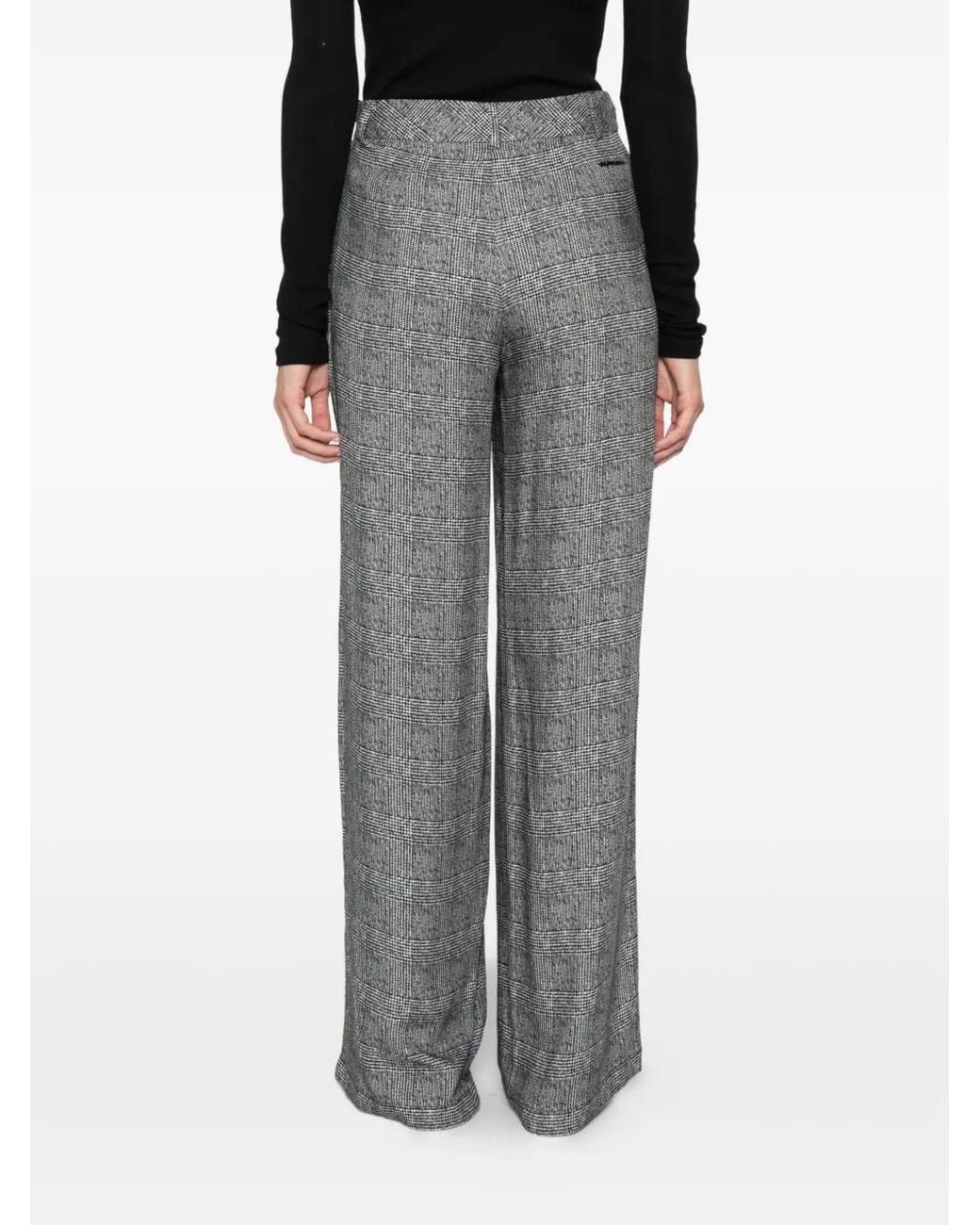 ERMANNO FIRENZE Gray Prince Of Wales Check Palazzo Pants