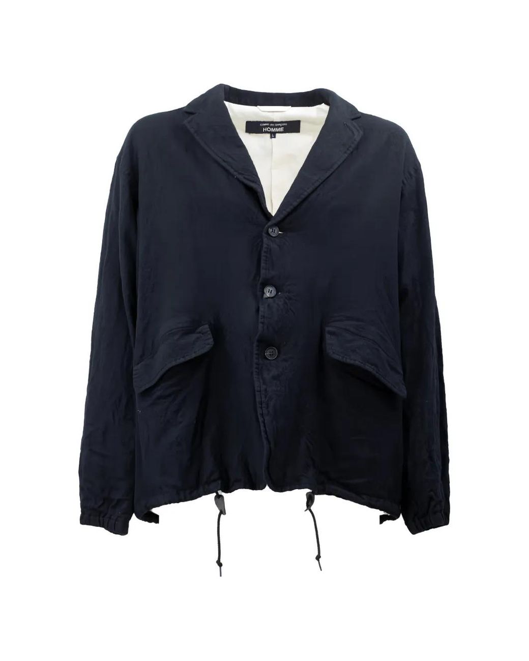 Comme des Garçons Blue Crinkled-Finish Drawstring Jacket for men