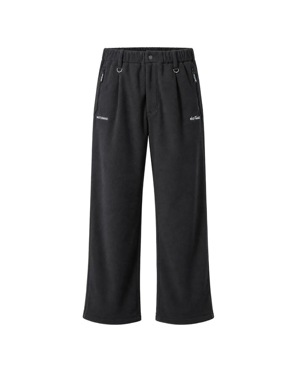MASTERMIND WORLD Black Logo-Print Straight-Leg Trousers for men
