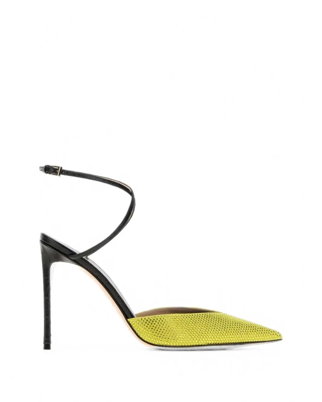 Tom Ford Yellow Crystal-Embellished Leather Pumps