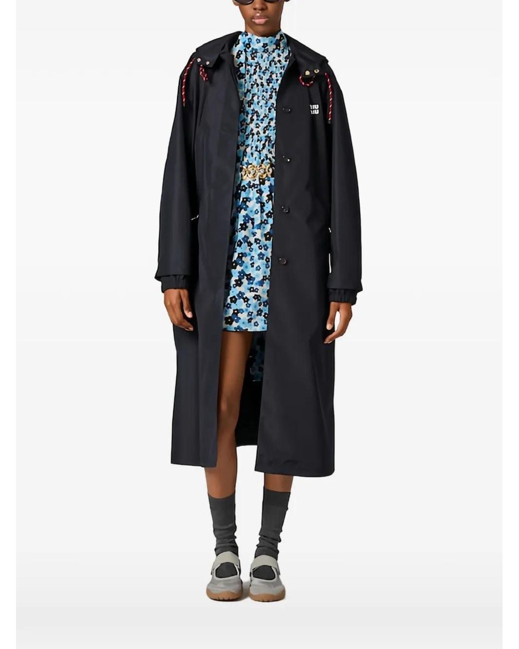 Miu Miu Black Technical Fabric Coat