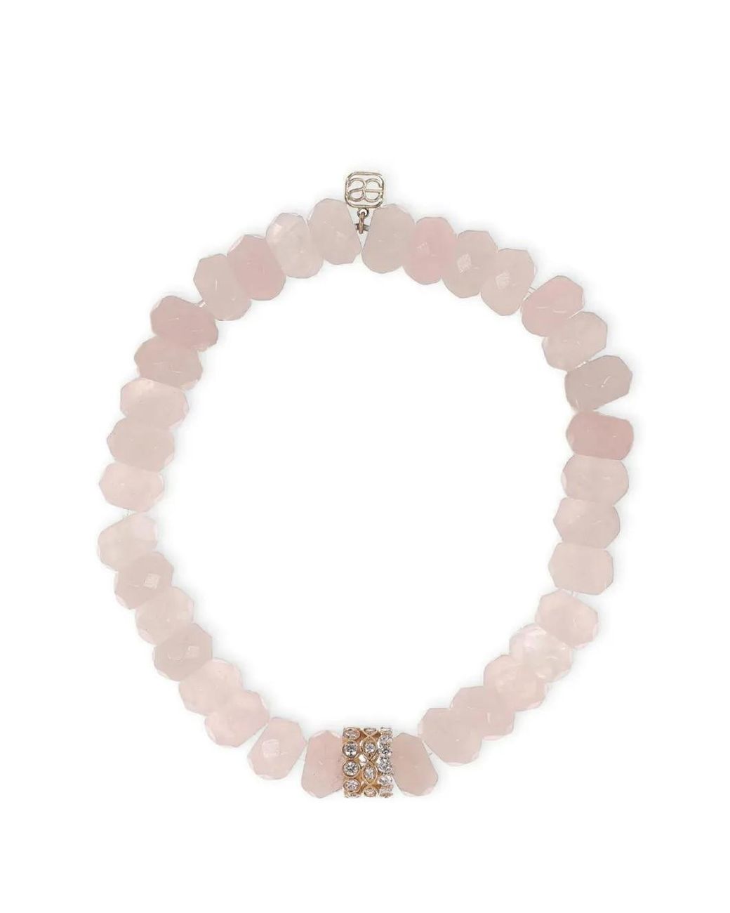 Sydney Evan White Rondelle Rose Quartz And Diamond Bracelet