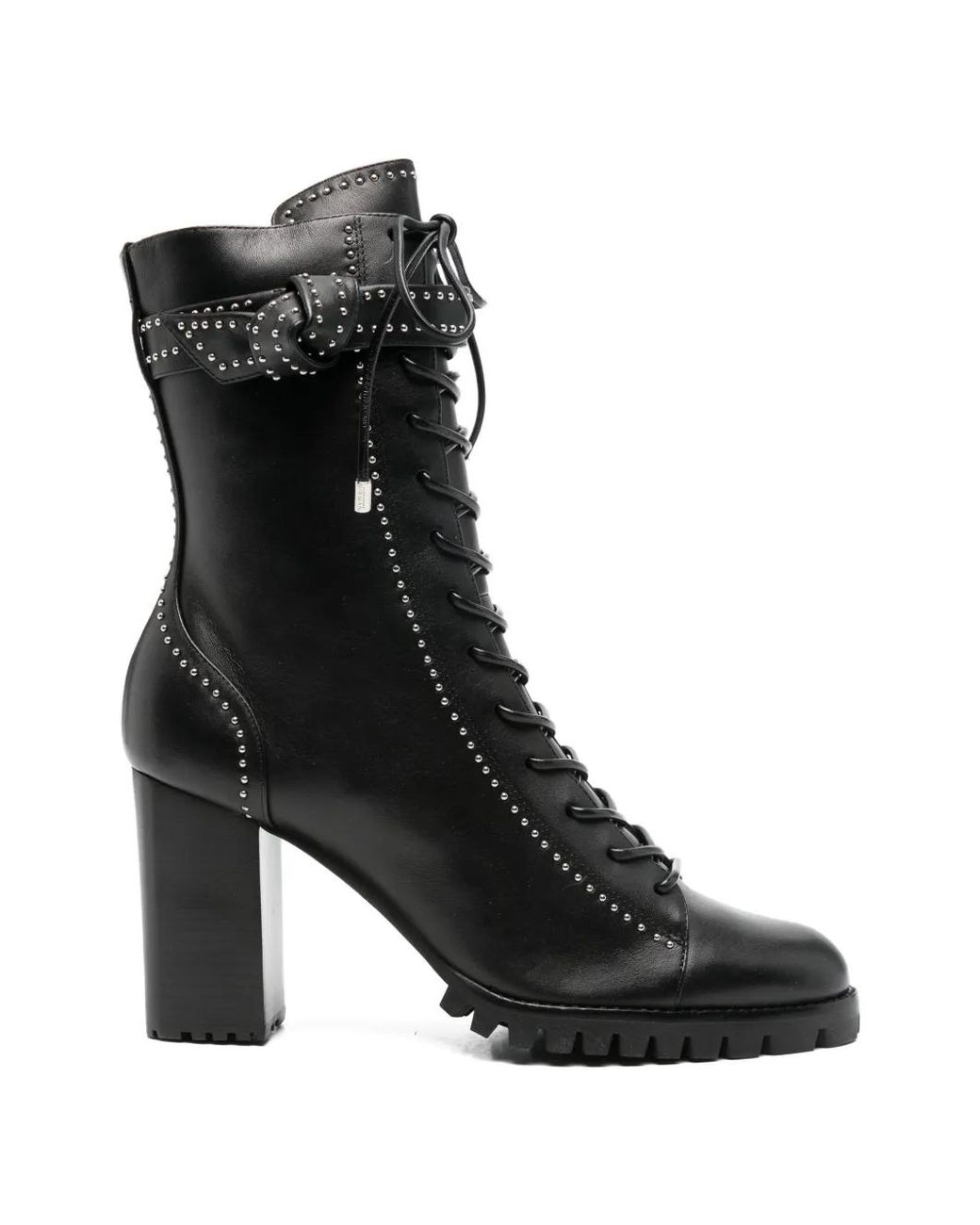 Alexandre Birman Black Stud-Embellished Lace-Up Boots
