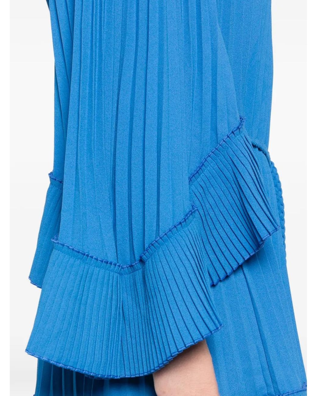 Maje Blue Short Pleated Dress