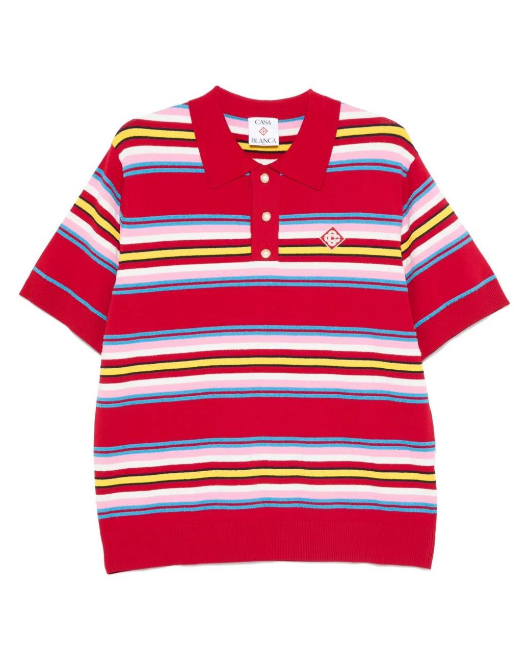 Casablanca Red Dark Striped Polo Shirt for men