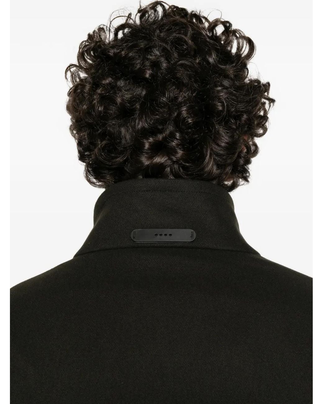 Hevò Black Button-Up Patch-Pocket Short Coat for men