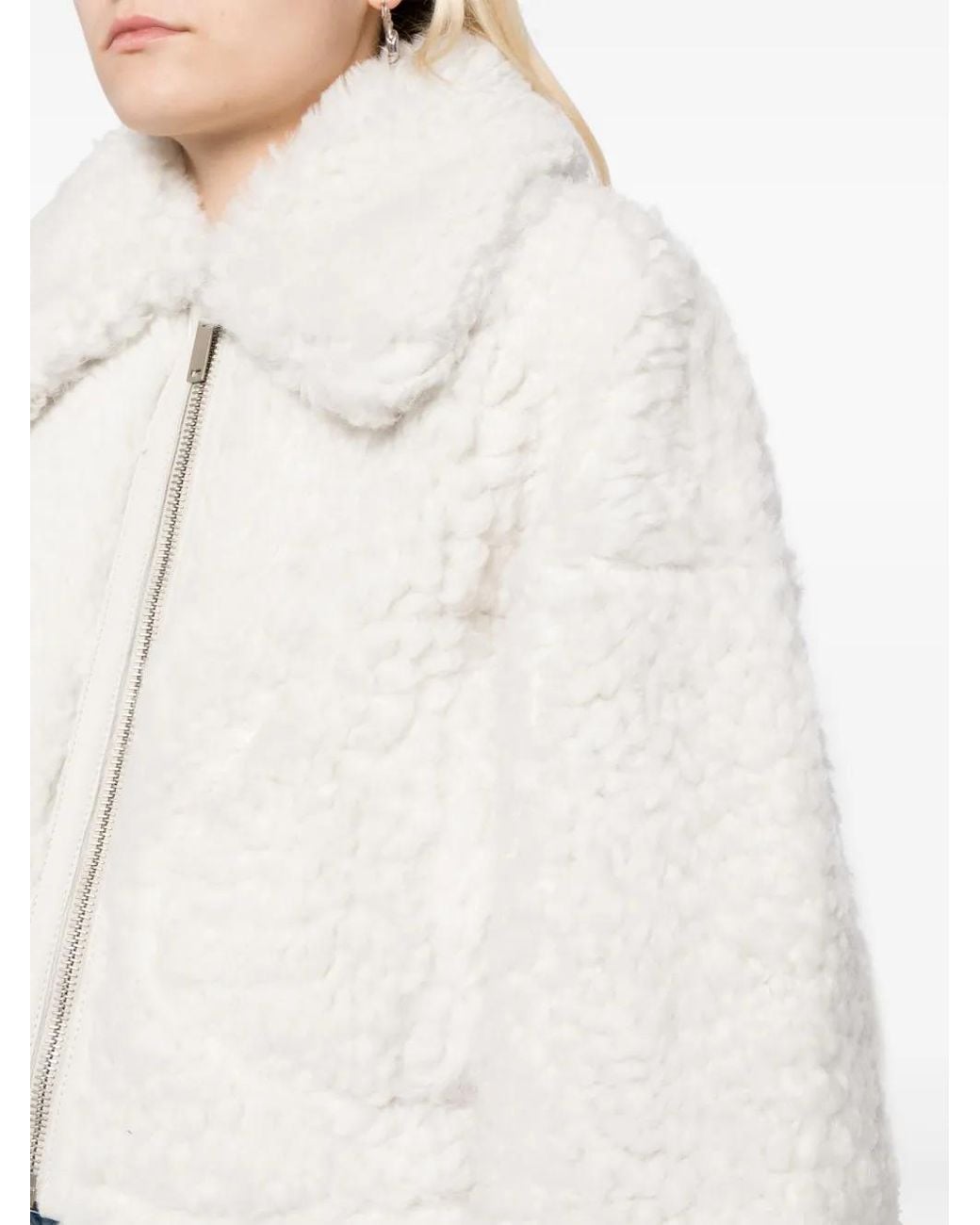 Halfboy White Cropped Shearling Jacket